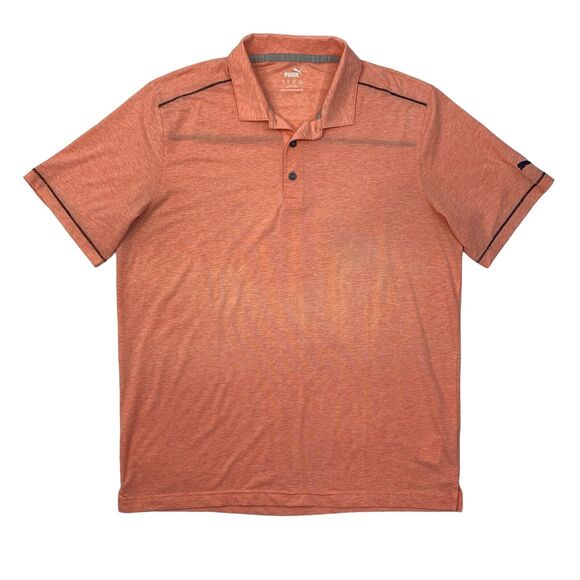Puma Polo Shirt Mens L Large Bright Peach Heather Short Sleeve Performance Golf - Picture 1 of 12